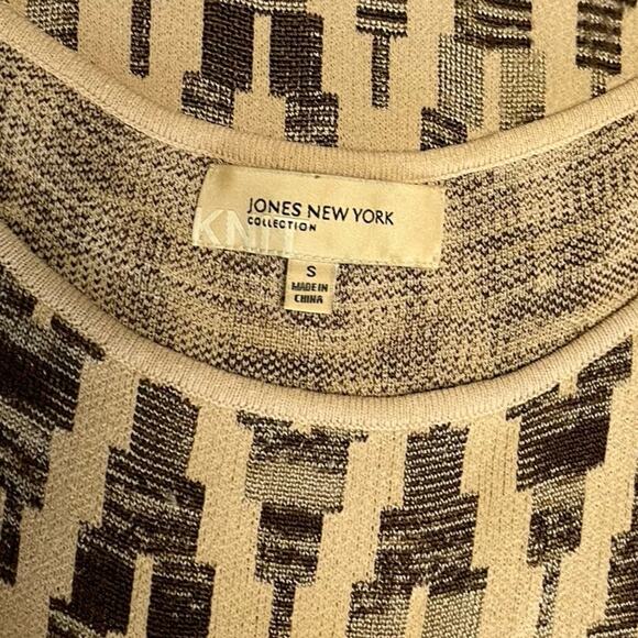 Vintage Jones New York Chevron Sweater Dress S Knit Midi Sheath - Picture 5 of 9